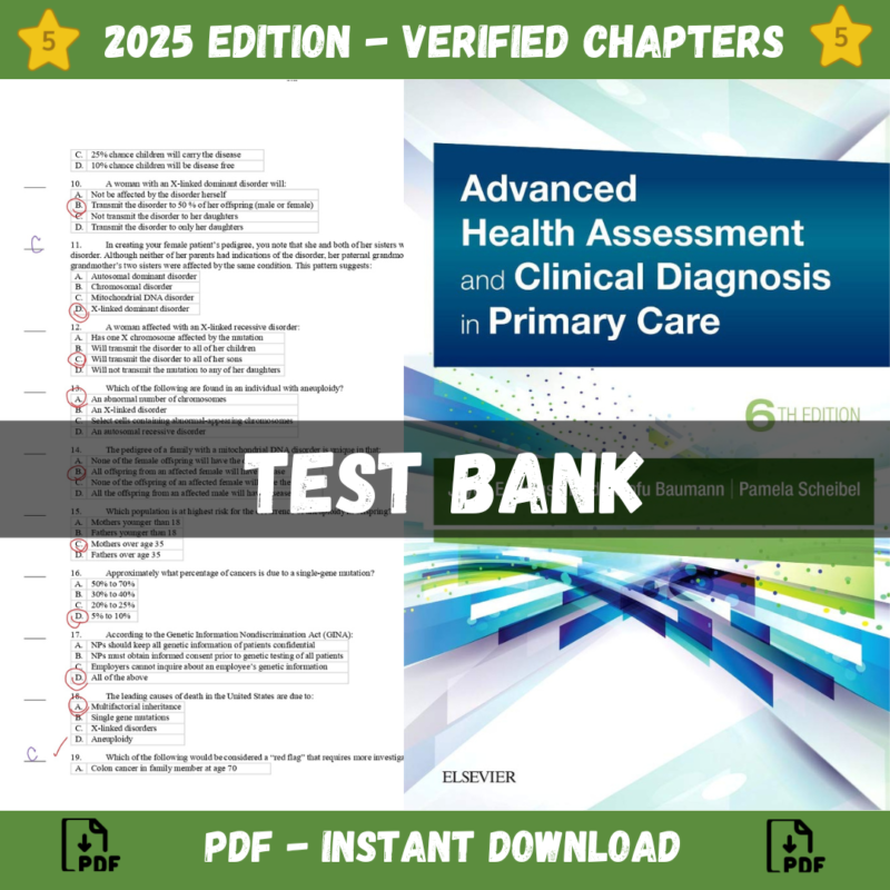 Test Bank - Advanced Health Assessment and Clinical Diagnosis in Primary Care, 6th Edition (Dains, 2023)