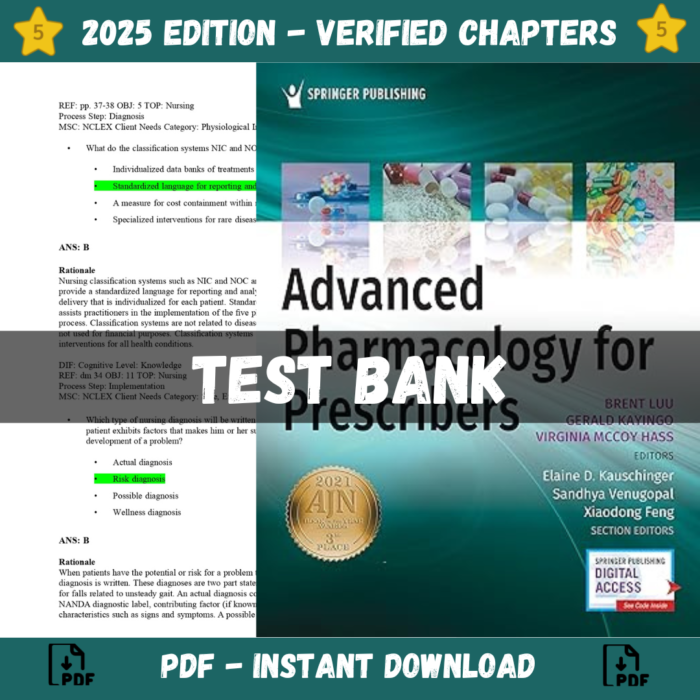 Test Bank - Advanced Pharmacology for Prescribers 1st Edition (Luu, 2021)