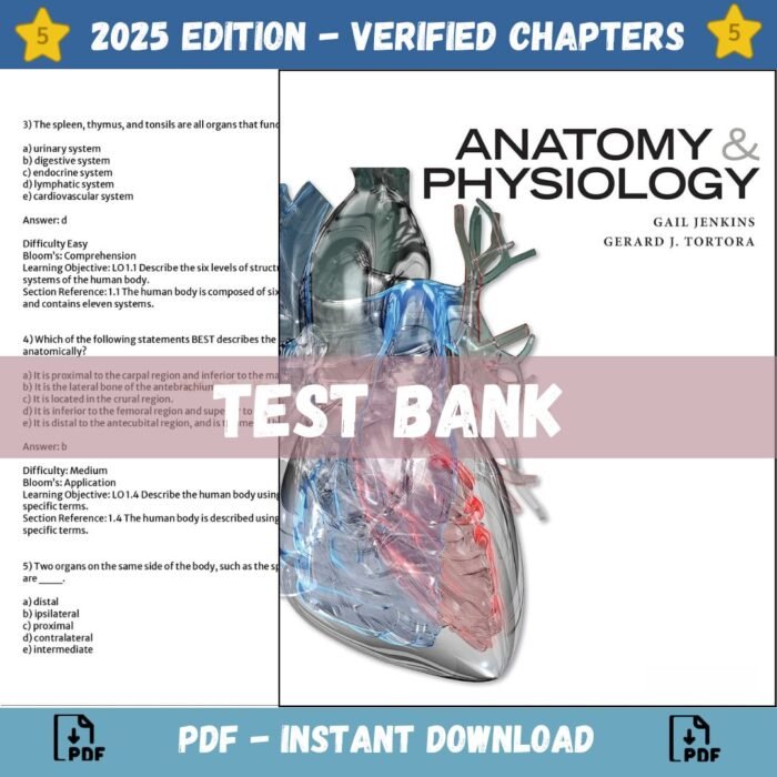 Test Bank - Anatomy and Physiology, 1st Edition (Jenkins, Tortora, 2016)