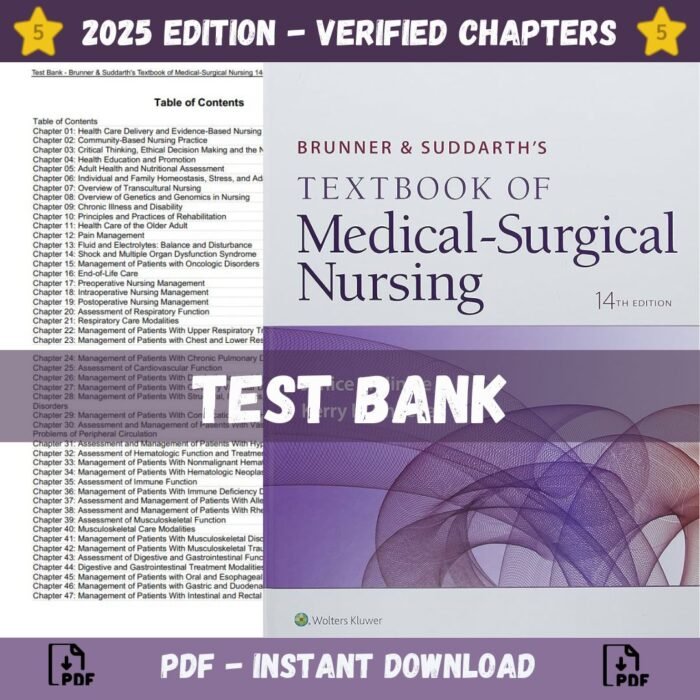 Test Bank -Brunner And Suddarths Textbook Of Medical Surgical Nursing 14 Edition (Hinkle, 2017)