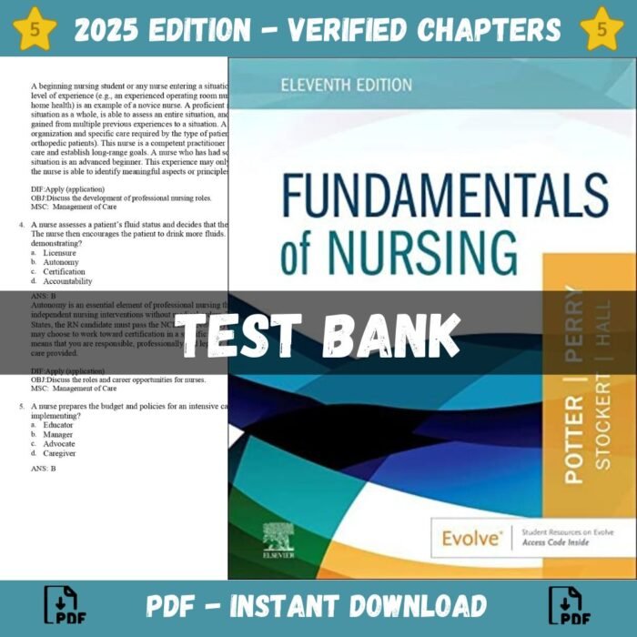 Test Bank - Fundamentals of Nursing 11TH Edition (Perry, 2022)