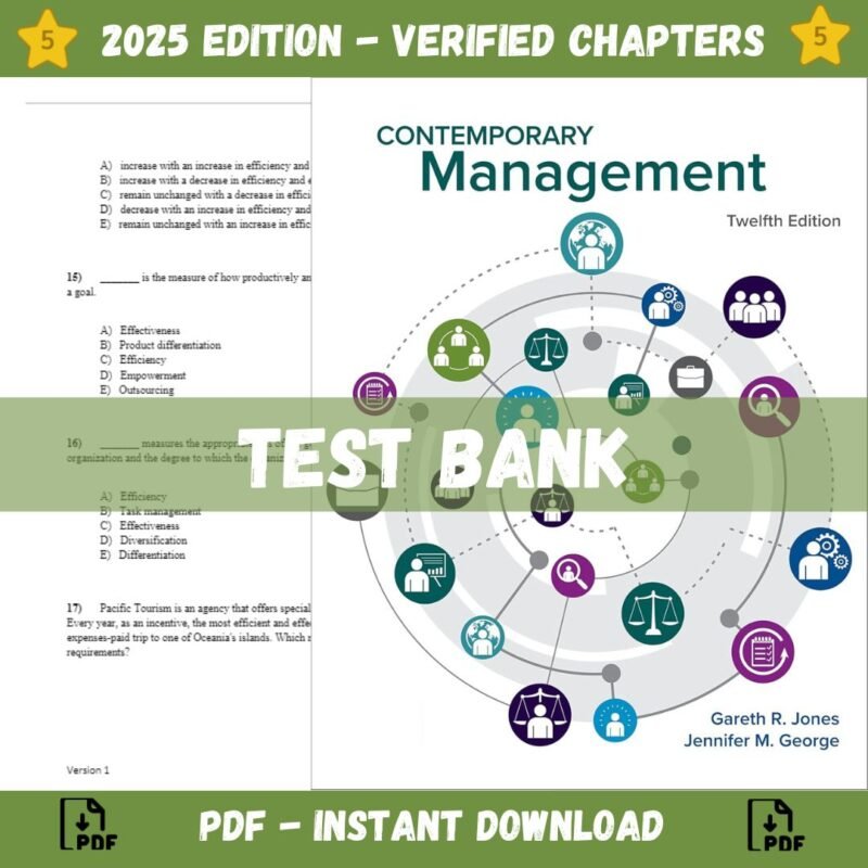 Test bank - Contemporary Management, 12th Edition (Gareth Jones, 2018)