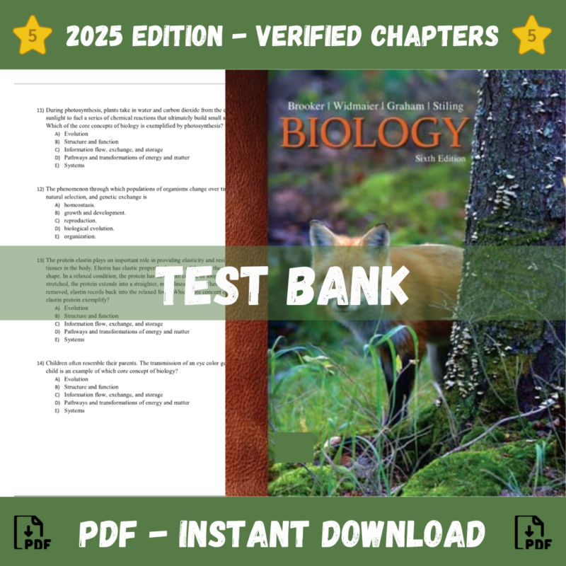 Test Bank - Biology 6th Edition (Brooker, 2022)